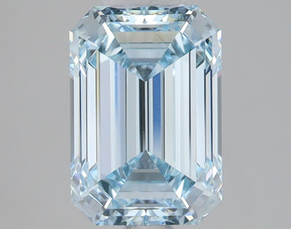 Lab-Grown Emerald Diamond - 2.55 Carats, Fancy Blue Color, VVS2 Clarity - Certified by IGI - Report Number: LG681547082