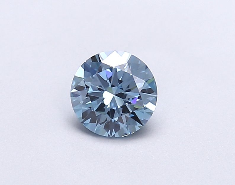 Lab-Grown Round Diamond - 0.51 Carats, Fancy Vivid Blue Color, VVS2 Clarity - Certified by IGI - Report Number: LG677552056