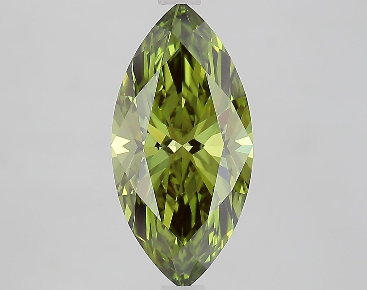 Lab-Grown Marquise Diamond - 2.44 Carats, Fancy Vivid Green Color, VS1 Clarity - Certified by IGI - Report Number: LG691572832