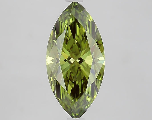 Lab-Grown Marquise Diamond - 2.44 Carats, Fancy Vivid Green Color, VS1 Clarity - Certified by IGI - Report Number: LG691572832