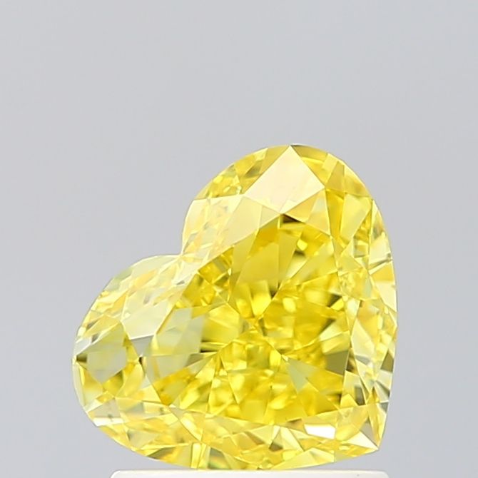 Lab-Grown Heart Diamond - 1.5 Carats, Fancy Vivid Yellow Color, VVS2 Clarity - Certified by IGI - Report Number: 627449175
