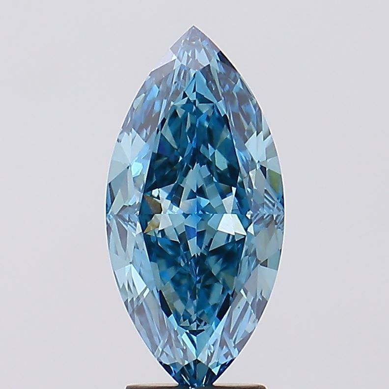 Lab-Grown Marquise Diamond - 4.03 Carats, Fancy Vivid Blue Color, VS1 Clarity - Certified by IGI - Report Number: LG629494186