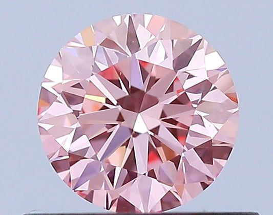 Lab-Grown Round Diamond - 0.52 Carats, Fancy Vivid Pink Color, VVS2 Clarity - Certified by IGI - Report Number: LG658486840