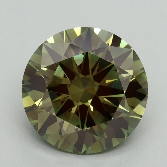 Lab-Grown Round Diamond - 5.1 Carats, Fancy Vivid Green Color, VVS2 Clarity - Certified by IGI - Report Number: LG640412529