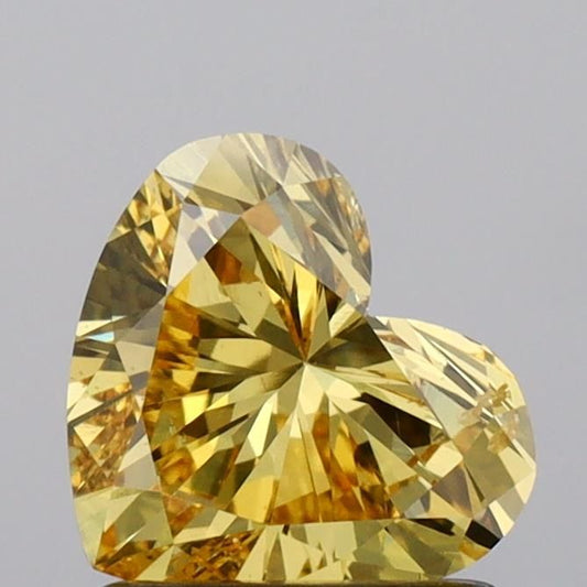 Lab-Grown Heart Diamond - 1.12 Carats, Fancy Vivid Yellow Color, SI1 Clarity - Certified by IGI - Report Number: LG645474200