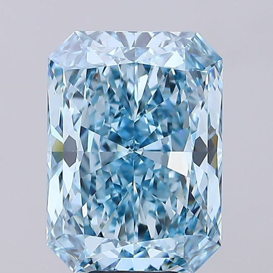 Lab-Grown Radiant Diamond - 7.52 Carats, Fancy Vivid Blue Color, VS2 Clarity - Certified by IGI - Report Number: LG677541931