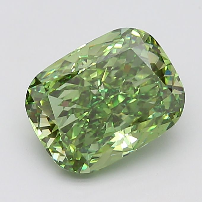 Lab-Grown Cushion Diamond - 5.19 Carats, Fancy Vivid Green Color, VS2 Clarity - Certified by IGI - Report Number: LG668463934