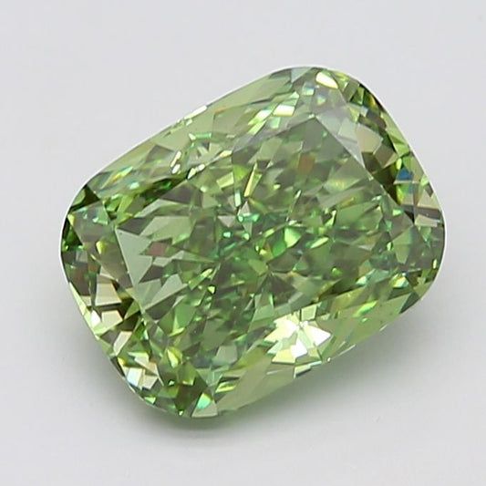 Lab-Grown Cushion Diamond - 5.19 Carats, Fancy Vivid Green Color, VS2 Clarity - Certified by IGI - Report Number: LG668463934
