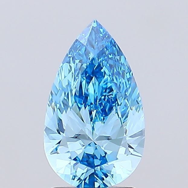 Lab-Grown Pear Diamond - 1.52 Carats, Fancy Vivid Blue Color, VVS2 Clarity - Certified by IGI - Report Number: LG689506802
