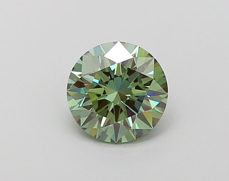 Lab-Grown Round Diamond - 1.08 Carats, Fancy Vivid Green Color, VS1 Clarity - Certified by IGI - Report Number: LG667441955