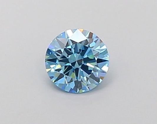Lab-Grown Round Diamond - 0.59 Carats, Fancy Vivid Blue Color, VS1 Clarity - Certified by IGI - Report Number: LG677505782