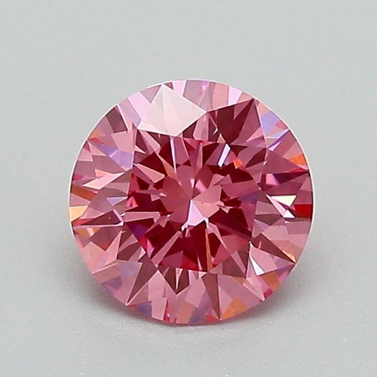 Lab-Grown Round Diamond - 0.81 Carats, Fancy Vivid Pink Color, VS1 Clarity - Certified by IGI - Report Number: LG662417124