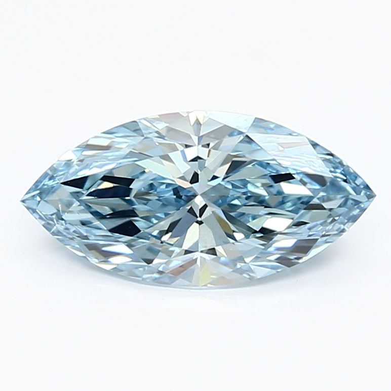 Lab-Grown Marquise Diamond - 1.7 Carats, Fancy Vivid Blue Color, VS2 Clarity - Certified by IGI - Report Number: LG635465497