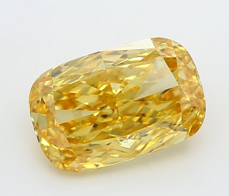 Lab-Grown Cushion Diamond - 2.5 Carats, Fancy Vivid Yellow Color, VS1 Clarity - Certified by IGI - Report Number: LG648468489