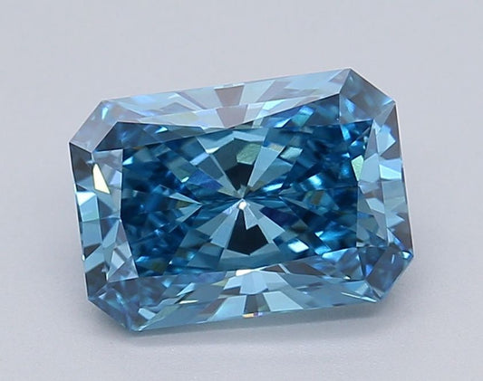 Lab-Grown Radiant Diamond - 1.5 Carats, Fancy Vivid Blue Color, VVS2 Clarity - Certified by IGI - Report Number: LG611390163