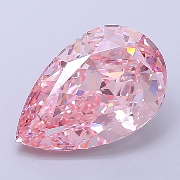 Lab-Grown Pear Diamond - 2.55 Carats, Fancy Intense Pink Color, VVS2 Clarity - Certified by IGI - Report Number: LG668406780