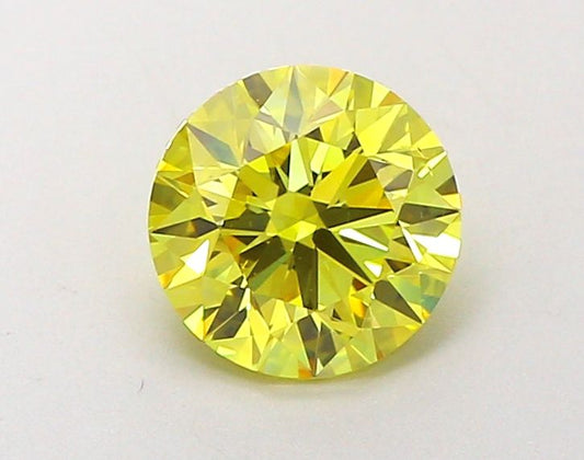 Lab-Grown Round Diamond - 1.5 Carats, Fancy Vivid Yellow Color, VS2 Clarity - Certified by IGI - Report Number: LG651438211