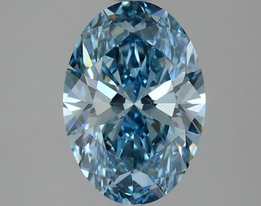 Lab-Grown Oval Diamond - 2.53 Carats, Fancy Vivid Blue Color, VS2 Clarity - Certified by IGI - Report Number: LG634426799