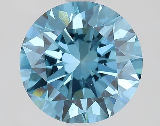 Lab-Grown Round Diamond - 2.0 Carats, Fancy Vivid Blue Color, VS1 Clarity - Certified by IGI - Report Number: LG660484265