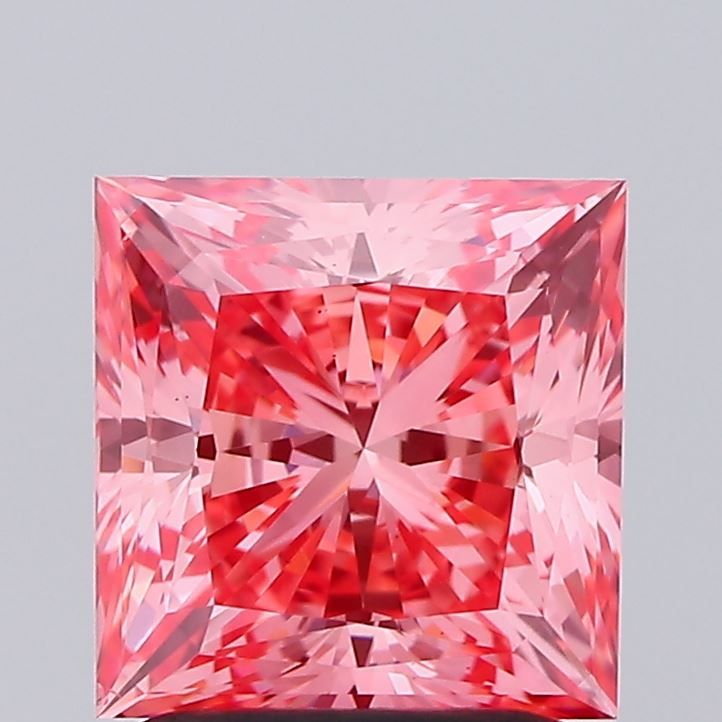 Lab-Grown Princess Diamond - 1.53 Carats, Fancy Vivid Pink Color, VS2 Clarity - Certified by IGI - Report Number: LG553230901