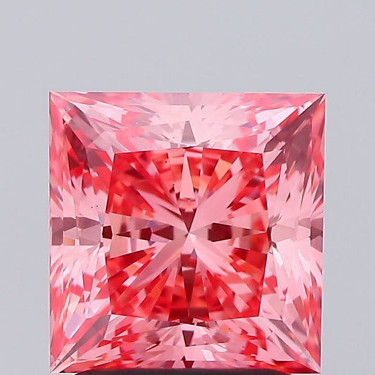 Lab-Grown Princess Diamond - 1.53 Carats, Fancy Vivid Pink Color, VS2 Clarity - Certified by IGI - Report Number: LG553230901