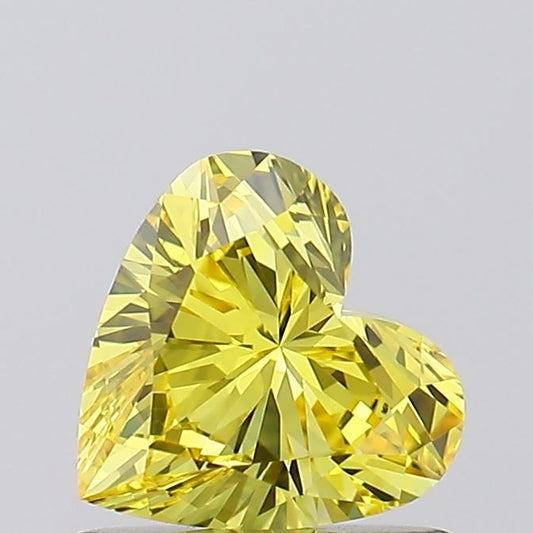 Lab-Grown Heart Diamond - 0.66 Carats, Fancy Vivid Yellow Color, VVS2 Clarity - Certified by IGI - Report Number: LG620448552