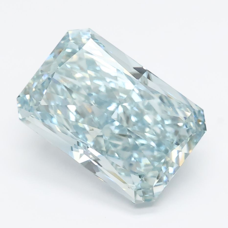 Lab-Grown Radiant Diamond - 3.95 Carats, Fancy Intense Green Blue Color, VS1 Clarity - Certified by IGI - Report Number: LG655416872