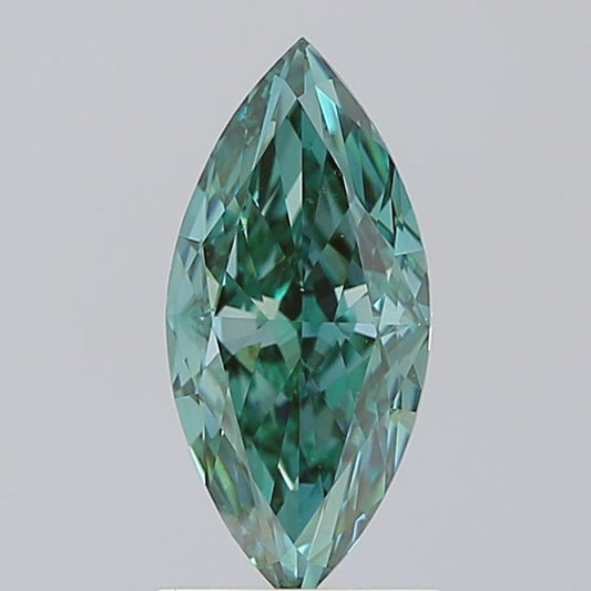 Lab-Grown Marquise Diamond - 1.53 Carats, Fancy Vivid Green Color, VVS2 Clarity - Certified by IGI - Report Number: LG633404539