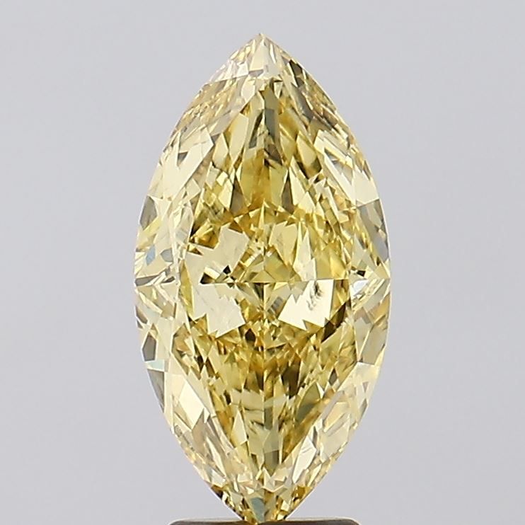 Lab-Grown Marquise Diamond - 4.0 Carats, Fancy Vivid Yellow Color, VS2 Clarity - Certified by IGI - Report Number: LG629436232