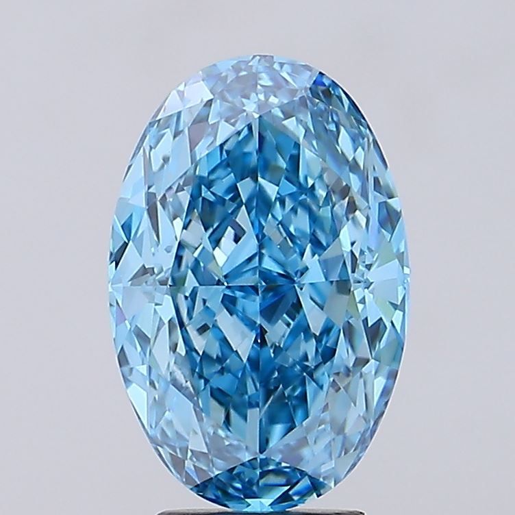 Lab-Grown Oval Diamond - 5.15 Carats, Fancy Vivid Blue Color, VVS2 Clarity - Certified by IGI - Report Number: LG683566320