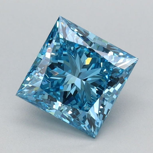 Lab-Grown Princess Diamond - 1.05 Carats, Fancy Vivid Blue Color, VVS2 Clarity - Certified by IGI - Report Number: LG667448604