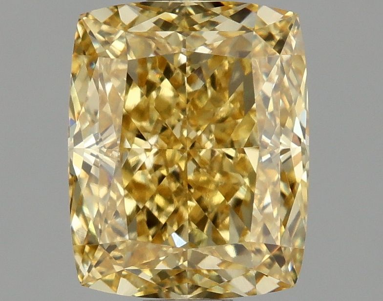 Lab-Grown Cushion Diamond - 1.59 Carats, Fancy Vivid Yellow Color, VVS2 Clarity - Certified by IGI - Report Number: LG674531493
