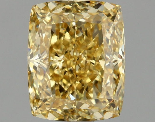 Lab-Grown Cushion Diamond - 1.59 Carats, Fancy Vivid Yellow Color, VVS2 Clarity - Certified by IGI - Report Number: LG674531493