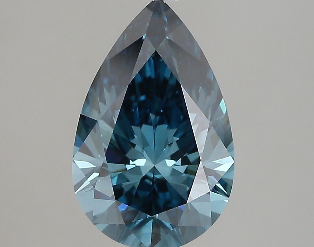 Lab-Grown Pear Diamond - 2.53 Carats, Fancy Vivid Blue Color, VS2 Clarity - Certified by IGI - Report Number: LG669450360
