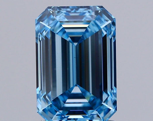 Lab-Grown Emerald Diamond - 3.04 Carats, Fancy Intense Blue Color, VS2 Clarity - Certified by IGI - Report Number: LG615374429