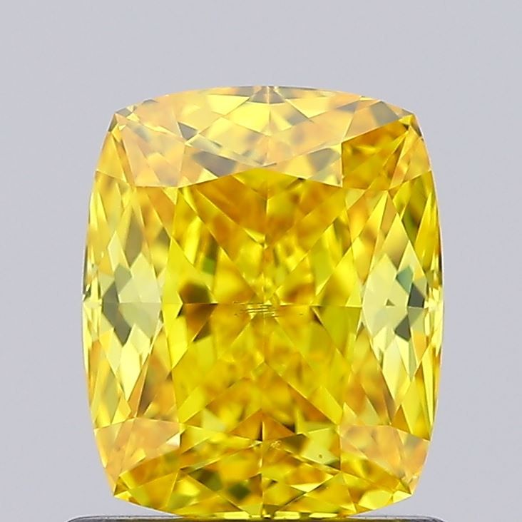 Lab-Grown Cushion Diamond - 1.13 Carats, Fancy Vivid Yellow Color, VS2 Clarity - Certified by IGI - Report Number: LG659431326