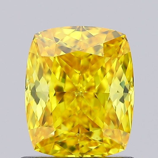 Lab-Grown Cushion Diamond - 1.13 Carats, Fancy Vivid Yellow Color, VS2 Clarity - Certified by IGI - Report Number: LG659431326