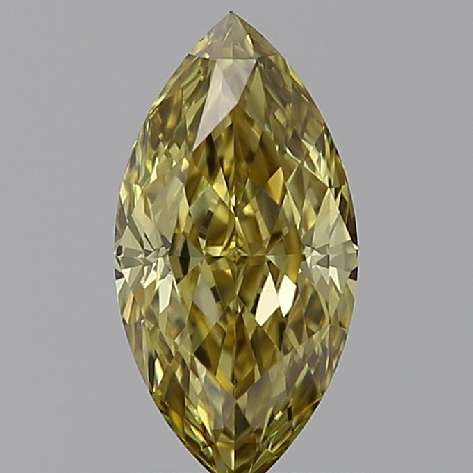Lab-Grown Marquise Diamond - 0.58 Carats, Fancy Gray Yellow Color, VVS2 Clarity - Certified by IGI - Report Number: LG595381031