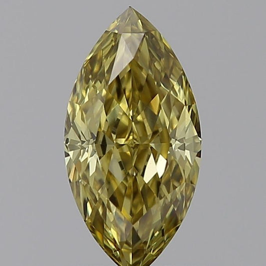 Lab-Grown Marquise Diamond - 0.58 Carats, Fancy Gray Yellow Color, VVS2 Clarity - Certified by IGI - Report Number: LG595381031