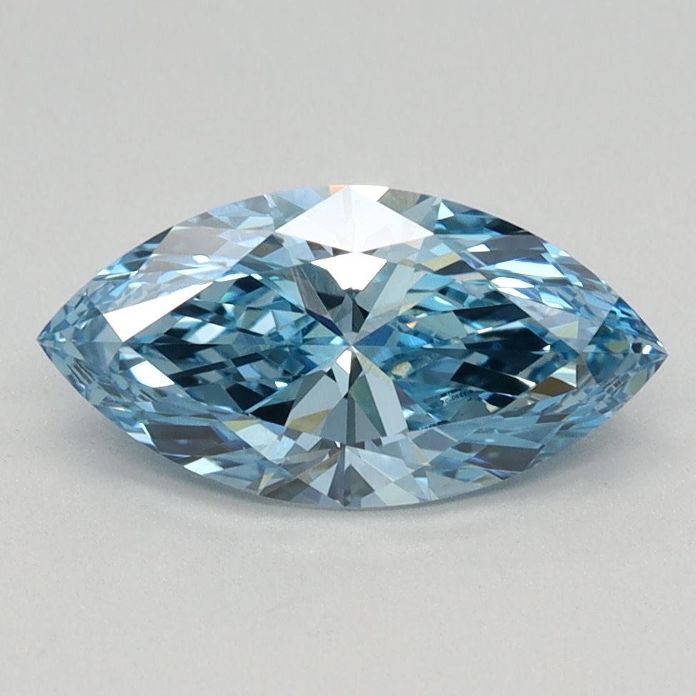 Lab-Grown Marquise Diamond - 1.12 Carats, Fancy Vivid Blue Color, VVS2 Clarity - Certified by IGI - Report Number: LG613350703