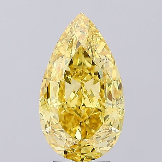 Lab-Grown Pear Diamond - 6.06 Carats, Fancy Vivid Yellow Color, VS1 Clarity - Certified by IGI - Report Number: LG626423722