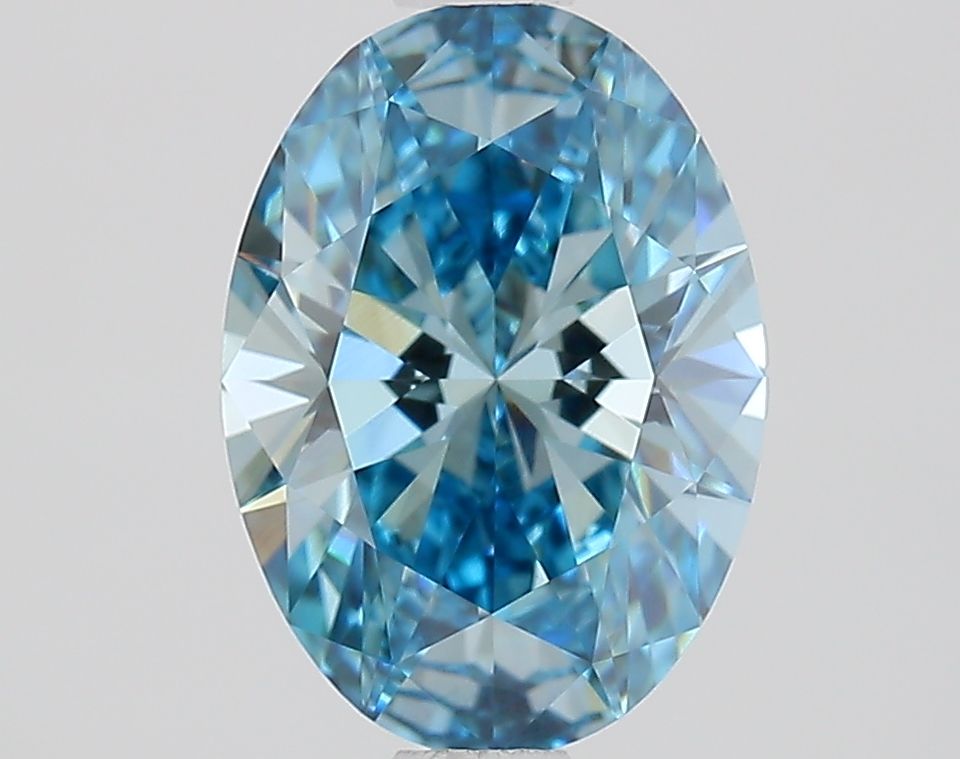Lab-Grown Oval Diamond - 1.46 Carats, Fancy Vivid Blue Color, VVS2 Clarity - Certified by IGI - Report Number: LG685509320