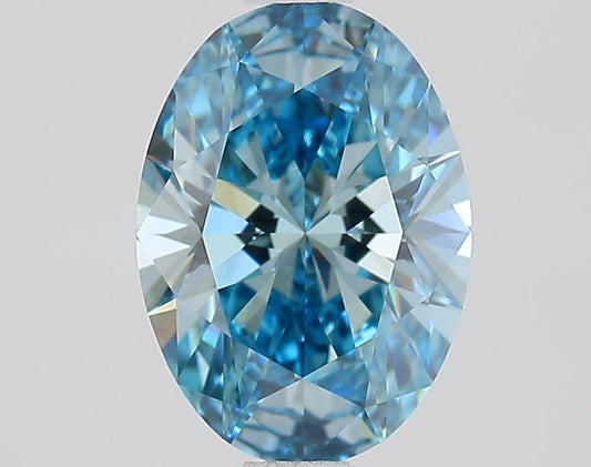 Lab-Grown Oval Diamond - 1.46 Carats, Fancy Vivid Blue Color, VVS2 Clarity - Certified by IGI - Report Number: LG685509320