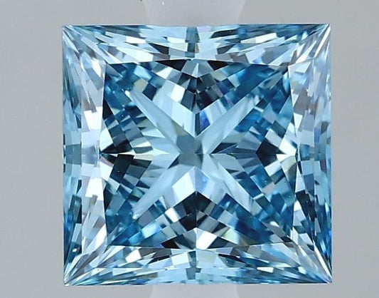 Lab-Grown Princess Diamond - 1.65 Carats, Fancy Vivid Blue Color, VVS2 Clarity - Certified by IGI - Report Number: LG614395686