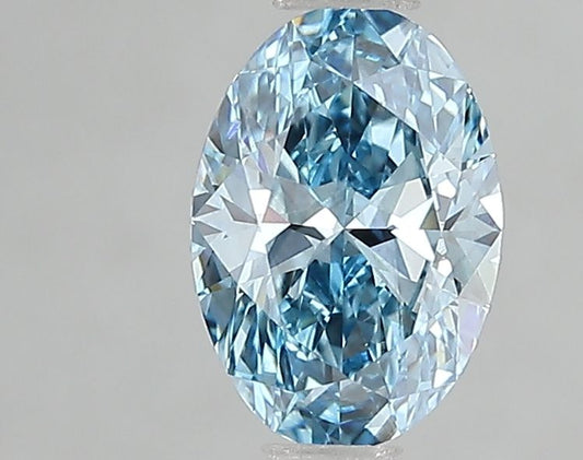 Lab-Grown Oval Diamond - 1.1 Carats, Fancy Vivid Blue Color, VS2 Clarity - Certified by IGI - Report Number: LG666432360