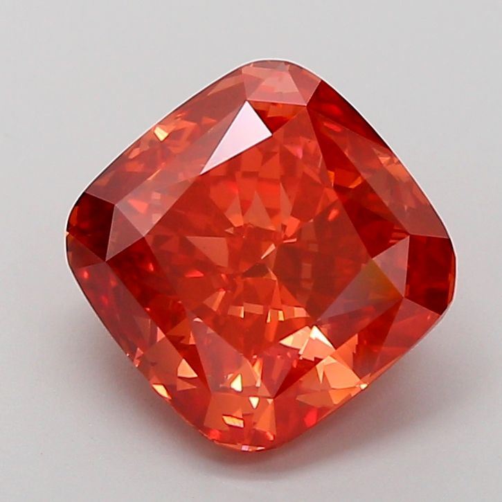 Lab-Grown Cushion Diamond - 4.0 Carats, Fancy Vivid Orange Pink Color, VS2 Clarity - Certified by IGI - Report Number: LG659413441