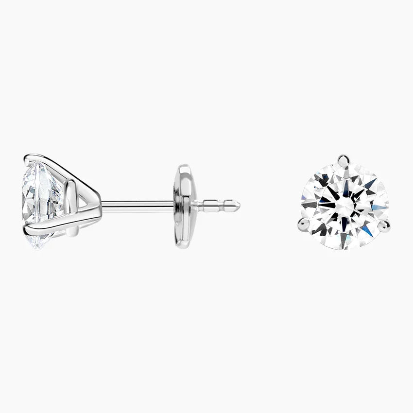 Im Labor gezüchtete Diamant-Sonderanfertigungsohrringe aus 10 Karat Weißgold (LDJ 1020)