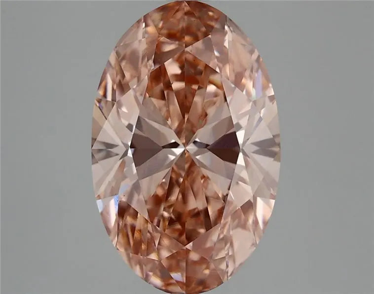 4,02 ct ovaler, im Labor gezüchteter Diamant (Farbe: Fancy Intense Brownish Pink, Reinheit: VS1, IGI-zertifiziert)