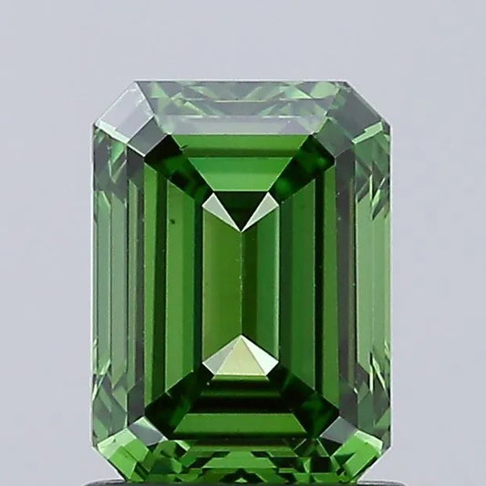 1,27 ct Smaragd-Labordiamant (Farbe: Fancy Vivid Green, Reinheit: VS2, IGI-zertifiziert)
