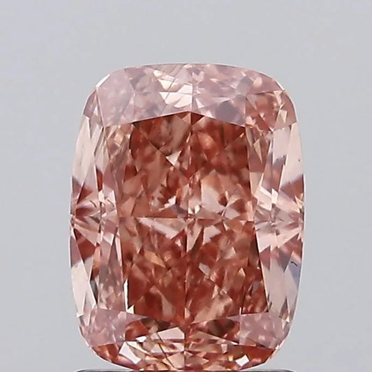 1,43 ct Kissenförmiger, modifizierter, im Labor gezüchteter Diamant (Farbe: Fancy Intense Brownish Pink, Reinheit: VS2, Schliff: GD, IGI-zertifiziert)